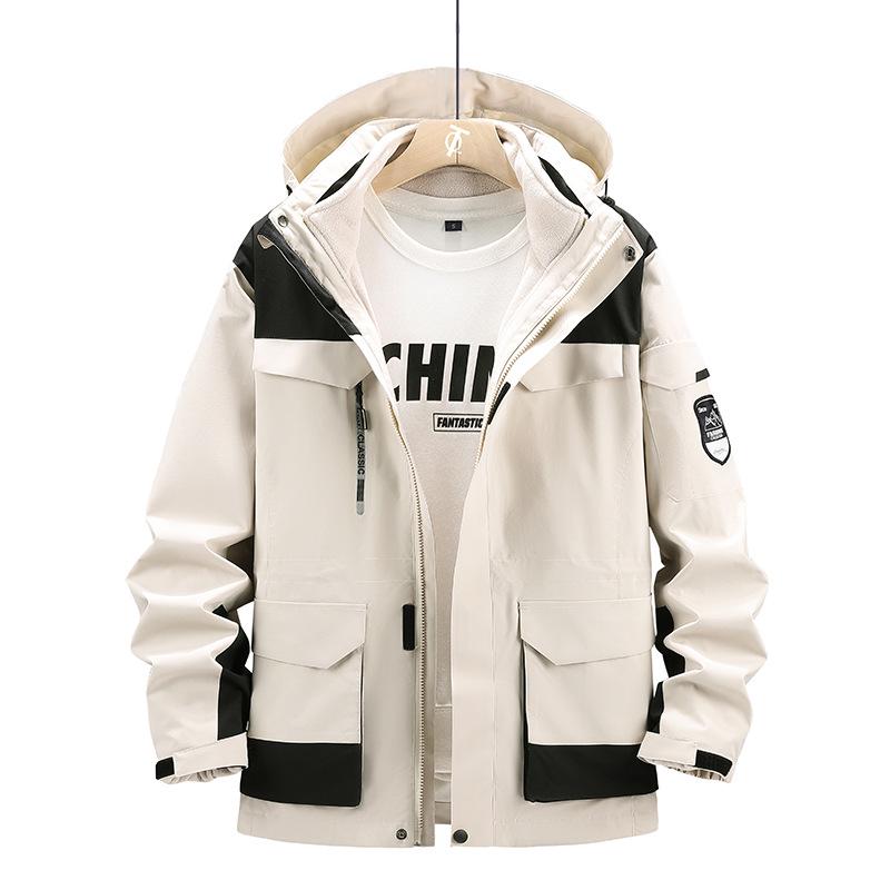 2023 European Winter Plus Size Waterproof Windproof Hooded Outdoor Two-piece Climbing Set