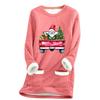 Ladies' Loose And Comfortable Round Neck Christmas Print Thick With Pockets Long Sleeved Top