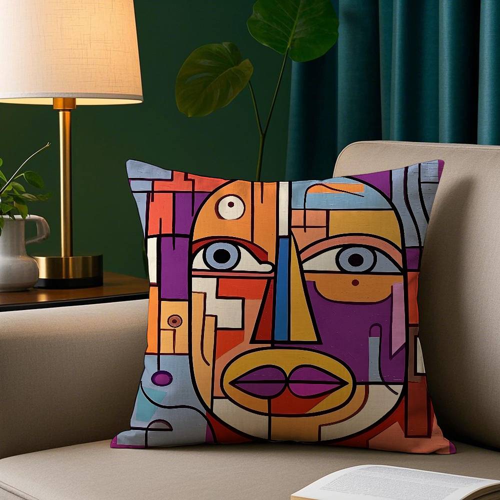 Modern Abstract Painting Pillow Case Short Plush Print Cushion Cover Square Throw Pillow Covers Sofa Home Decor