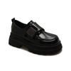 Platform British style small leather shoes women's autumn and winter 2023 new Velcro loafers design fashionable versatile single shoes