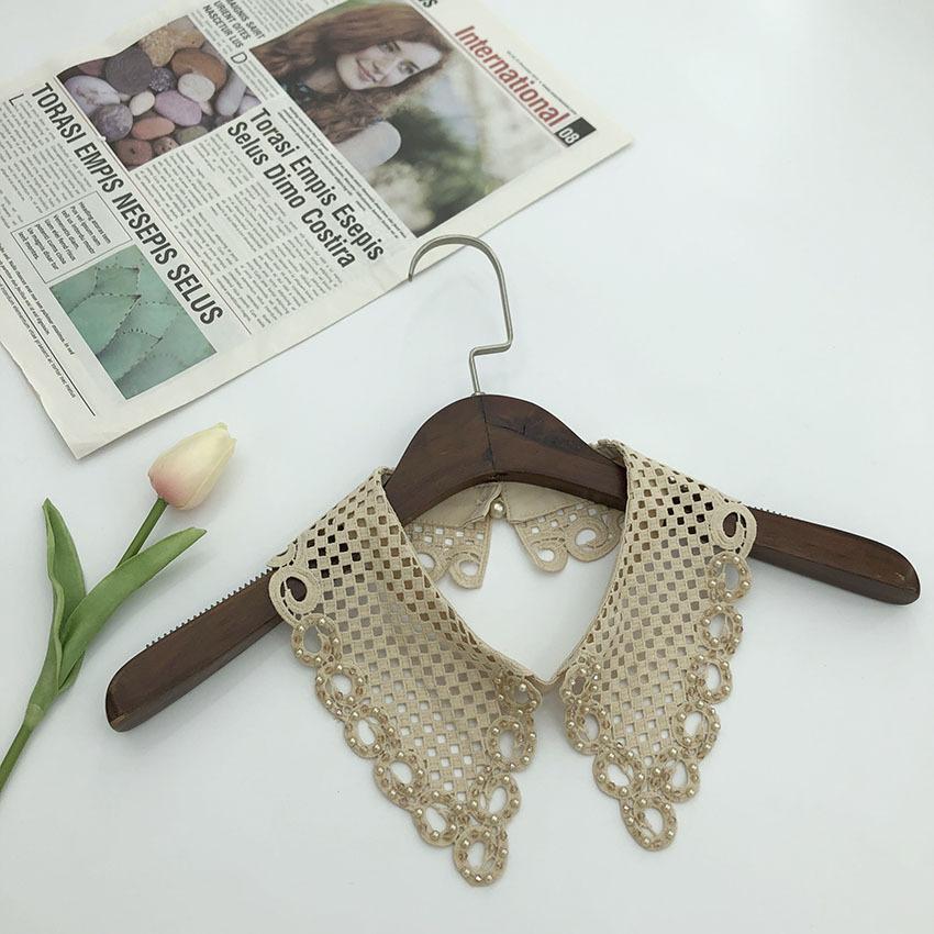 Grid Fake Collar, Water-Soluble Embroidery, Hand-Sewn Nail Beads, Embroidery, Women'S Clothing, White, Fashion Trend, Fake Collar.
