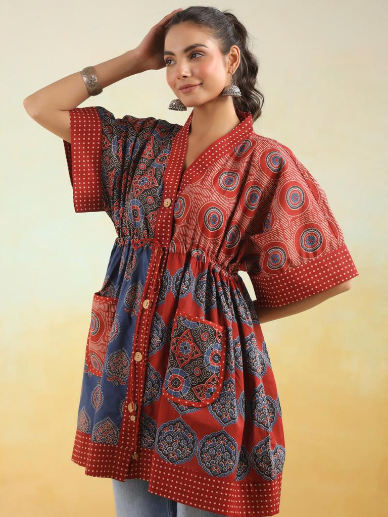 Multi Printed One Size Kaftan Top