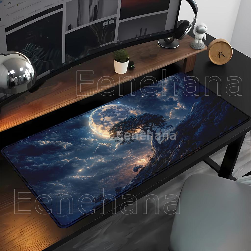 Moon Night Scenery Hd Printing Mousepad Pc Xxl Rubber Mouse Pad Gamer NonSlip 90x40cm Keyboard Overlock Esport Gaming Desk Mat