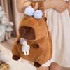 Kawaii Creative Animal Capybara Plush Backpack Doll Bow Food Fries Burger Flower Soft Plush Shoulder Bag Birthday Gift