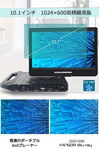 FANGOR Portable Blu-ray Player, 12.5" (10.1"), Rotating Screen, HDMI Output, CPRM, Earphone Jack Input/AV Input/Output, 3 Power Sources, Instruction M