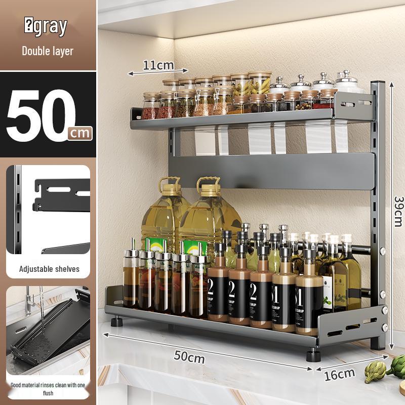 Multi-layer Kitchen Utensil Organizer: Knife Holder & Condiment Rack