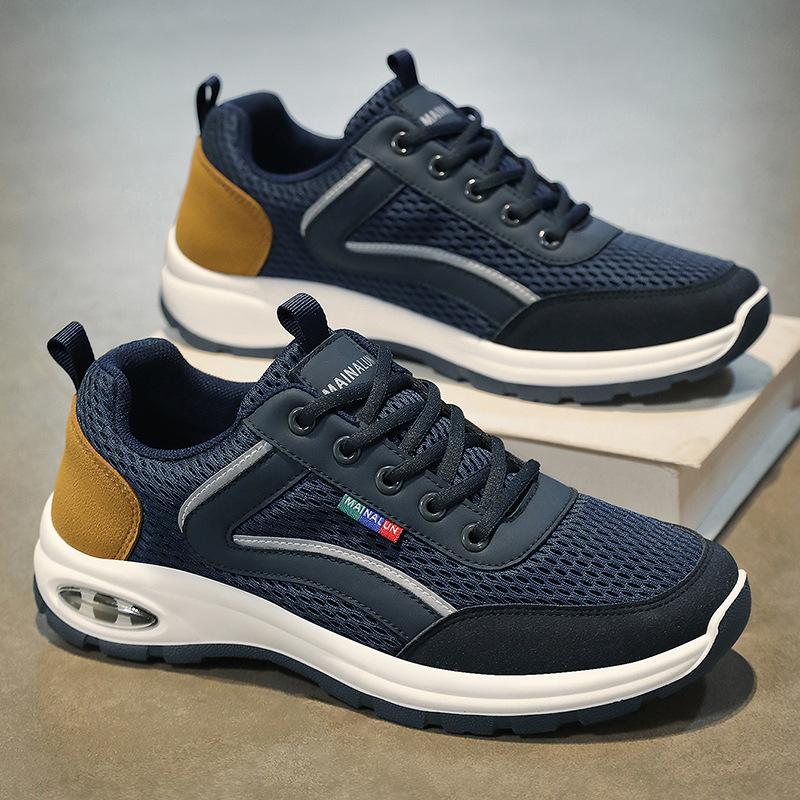 

Модная мужская обувь Легкая дышащая спортивная обувь для бега Модная повседневная обувь Кроссовки для мужчин Нескользящая тренировочная обувь Tenis Masculino 39 синий