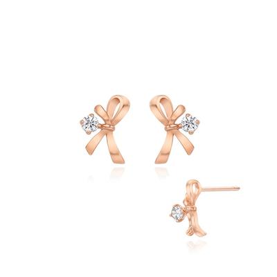 Silver Ribbon Cubic Earrings Sc1792