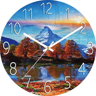 Digitale Wanduhr mit geringem Geräuschpegel, 30 cm/12 Zoll Schneeberg-Wanduhr, Quarzuhr, leise, einfache Uhr für die Heimdekoration im Kinderzimmer