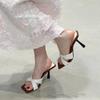 French High Heels Women's Summer New Cross Band Sandals Fashionable for Skirts Outdoor Wear Thin Heel Slip-On Shoes