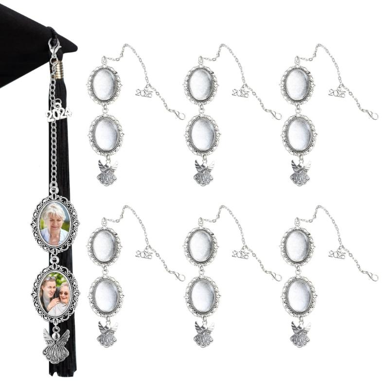 Graduation Cap Tassel Memorial Photo Charm Oval Antique Photo Chain Charm for Cap and Gown Ceremony Charm Easy to Use