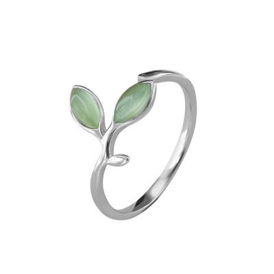 925 Ayar Gümüş Opal Yapraklar Açık Yüzükler Kadınlar Için Moda Takı Bayan Hediye Sterling-Gümüş-Takı Anillos Jz071
