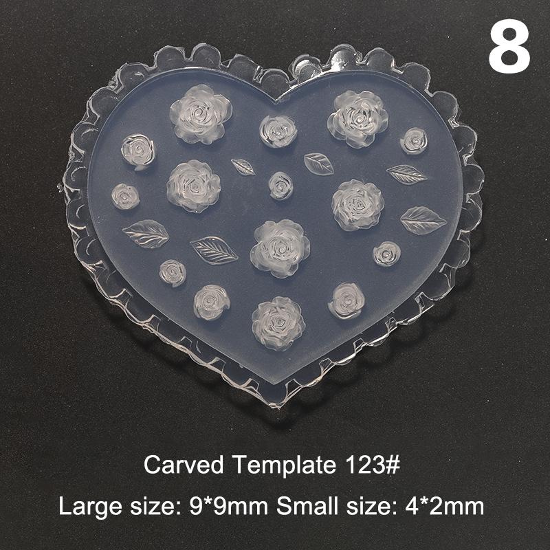 3D Nagel Carving Siliconen Transparante Sjabloon Mal Nail Art Diy Handgemaakt Gereedschap Kleine Kralen Polymeerklei Mal Manicure Decor