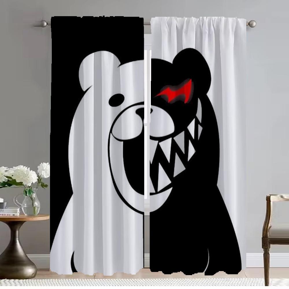 Blackout Curtain for Room 2 Panel Danganronpa - Monokuma Halloween Decoration Partition Anti-mosquito Curtains Shades Living