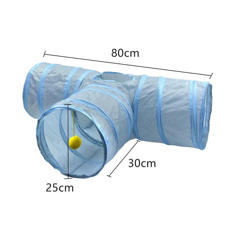 Cat Toys Gray 3-Way Foldable Pet Cat Tunnel Tube Toy Kitten Tunnel Toy with Peep Hole Pet Training Interactive Toy Tunnel Tube