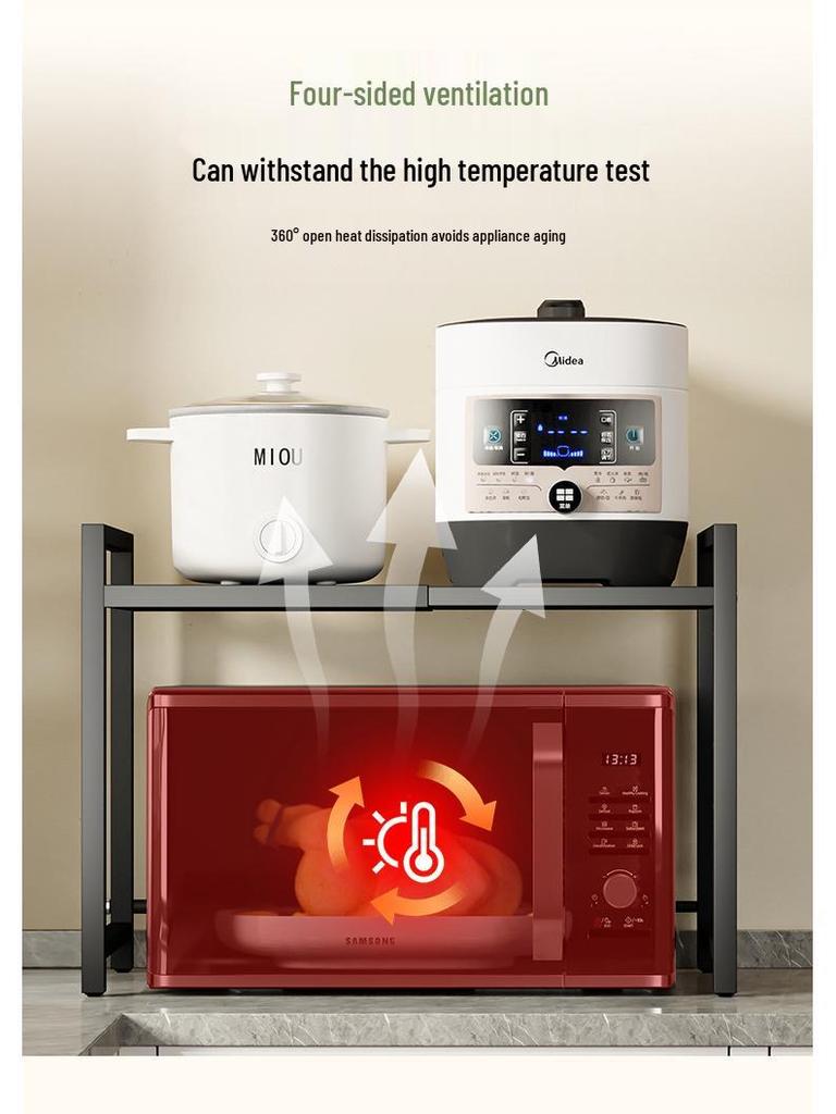 Extendable Kitchen Storage Rack for Microwave & Rice Cooker