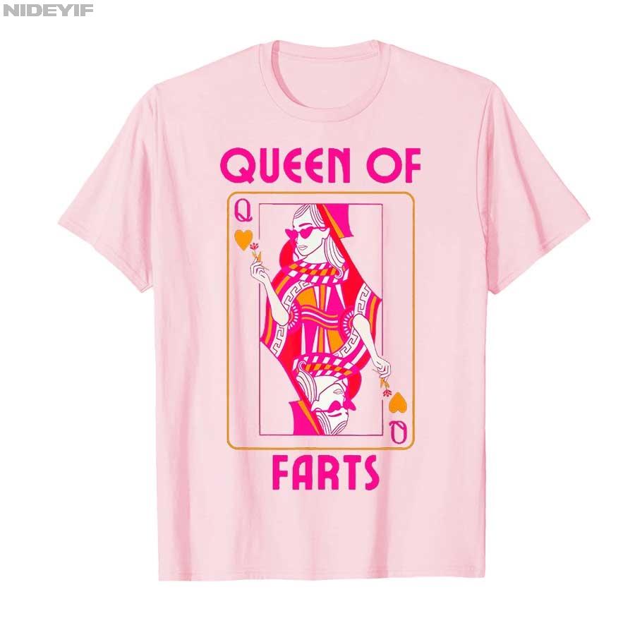 Queen of Farts Embarrassing Joke Adult Humor T-shirt Men Women 100% Cotton T Shirts Short Sleeve Tops 0725-1 P402