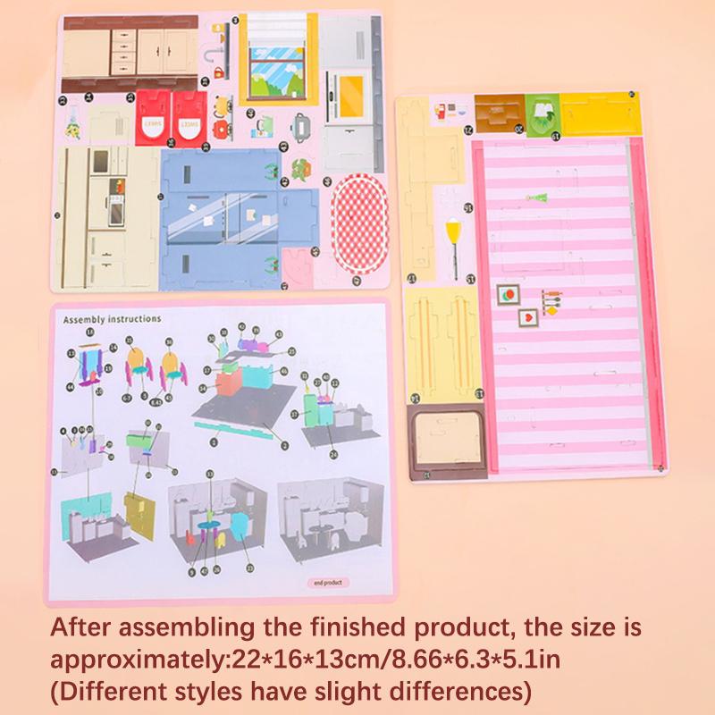 3D Stereo Puzzle Kitchen Bedroom Living Room Bathroom Model Handmade Craft Diy Educational Toys Gift For Children Christmas Gift