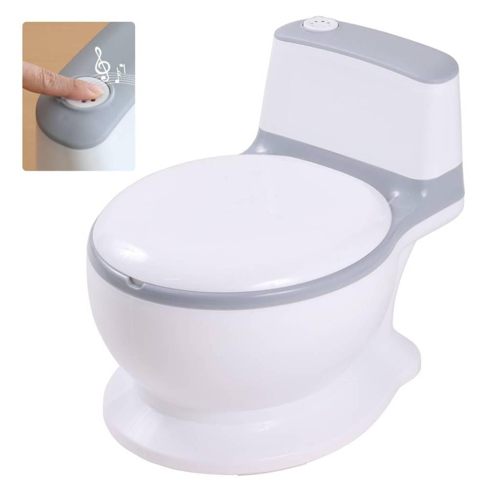 SUGGEST Kids' Western-Style Potty Seat with Sound, Choice of Colors, Includes Storage Box, Perfect for Toilet Training, Ages 1-7 (Gray)