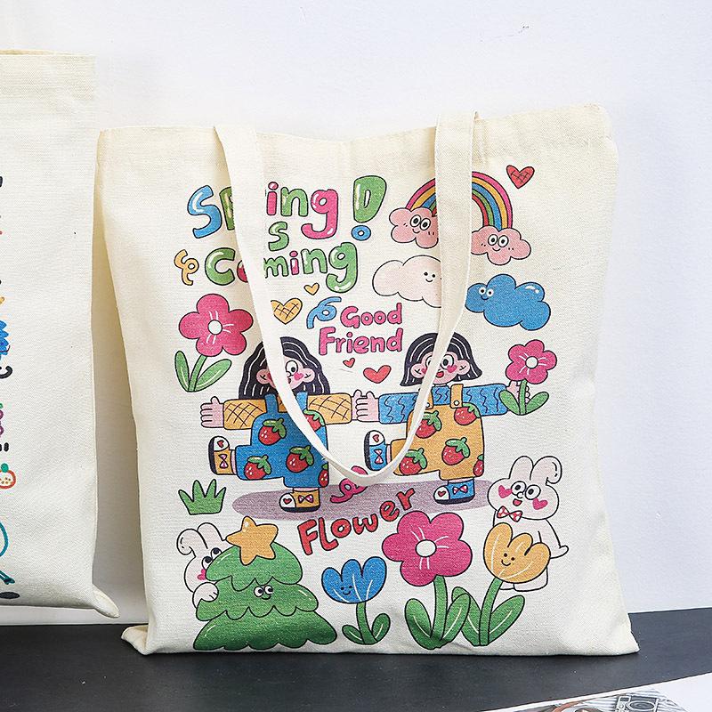 Canvas Bag Large Capacity College Style Female Cram School Japanese Graffiti Handbag Female College Student Class Shoulder