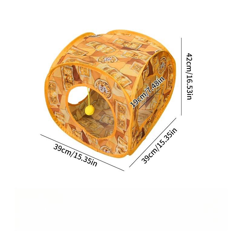 Collapsible Cat Tunnel Toy Interactive Foldable Cat Play Tube with Hanging Ball Indoor Pet Tunnel for Kitty Exercise & Hunting