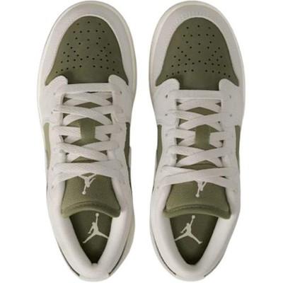 Jordan Air Jordan 1 Low top Childrens Basketball Shoes Gray Green Unisex