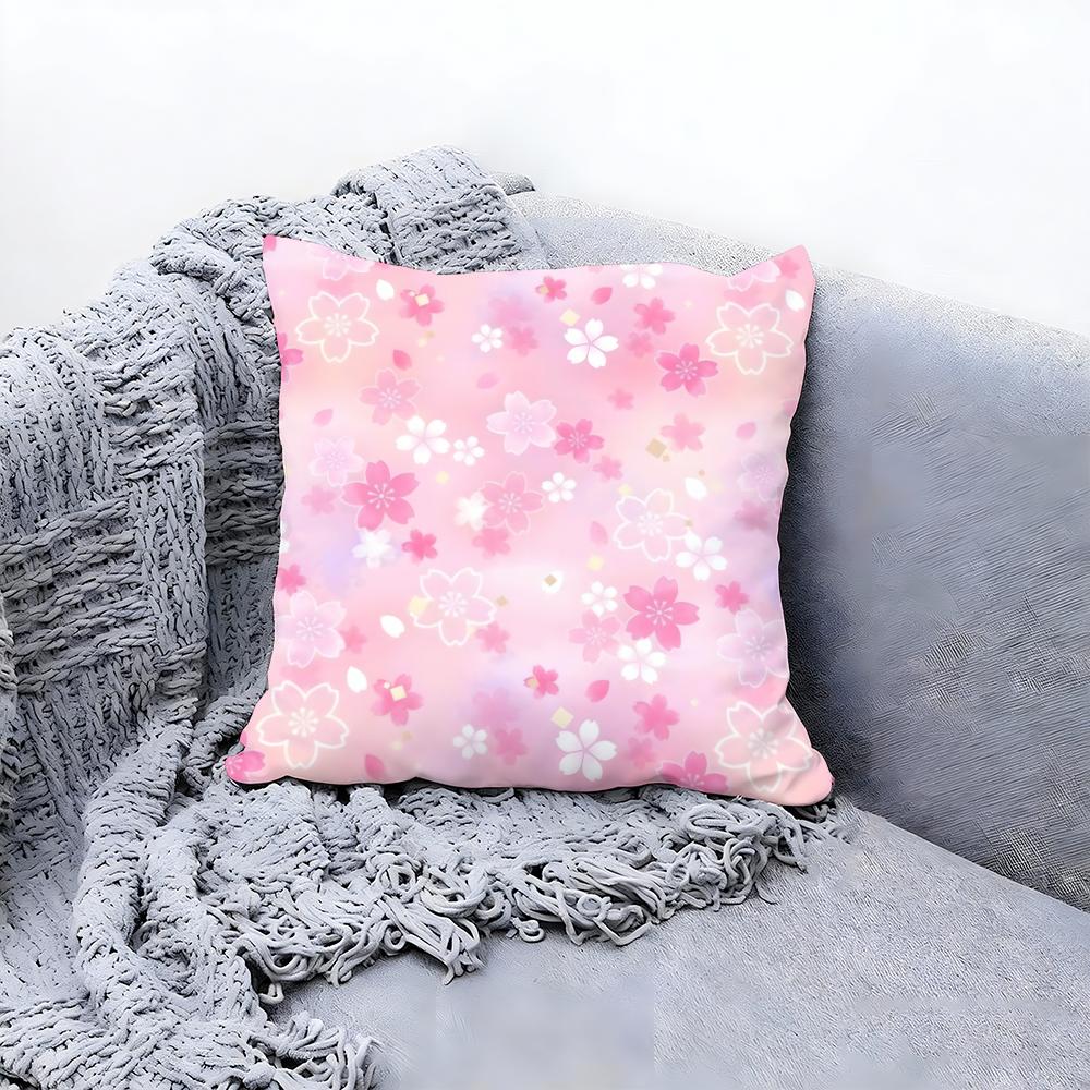 Sweet Light Pink Petals Pattern Cushion Cover Premium Comfort Reversible Pillow Cov in One Design for Any Room Car Interior