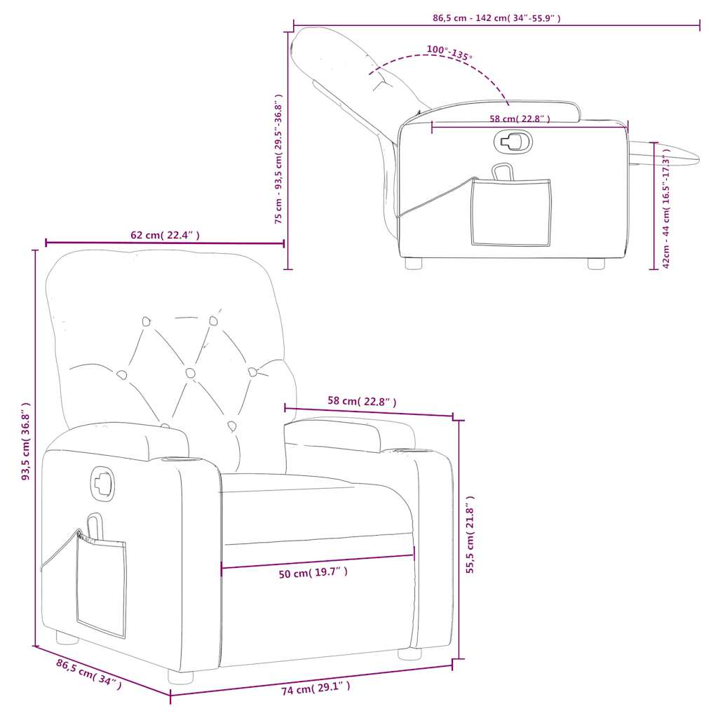 Massage Chair Cappuccino Brown Synthetic Leather