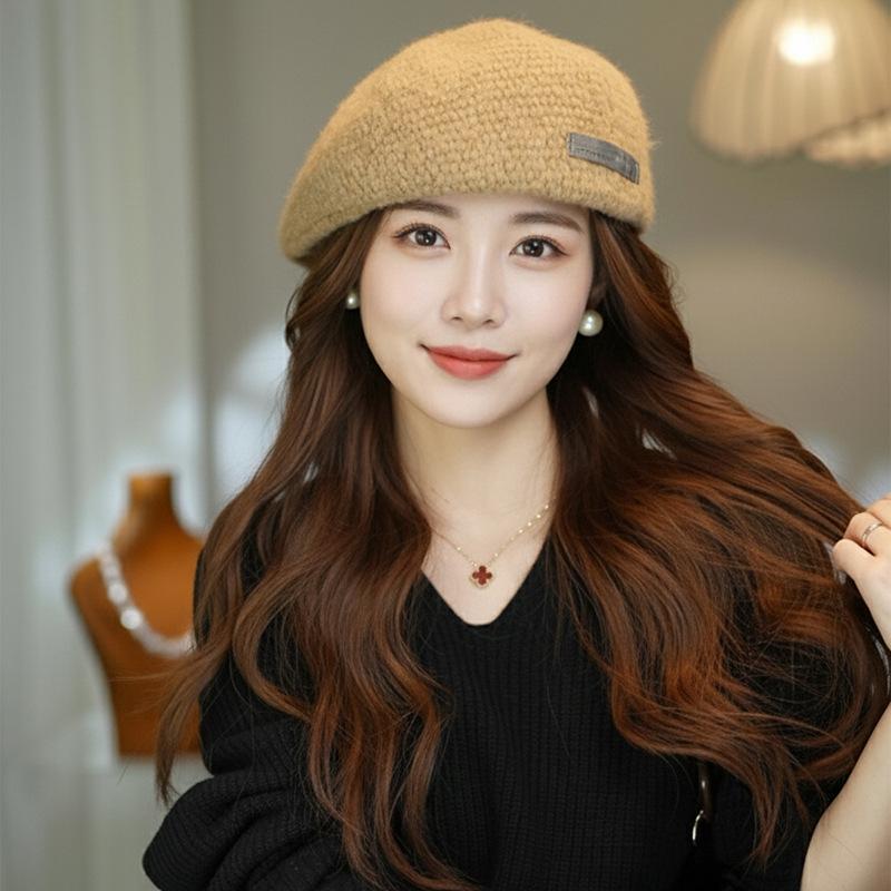

Icelandic beret female winter ins versatile fashion painter hat Japanese literary and artistic positive and negative wearing bud hat M（56-58cm） хакі