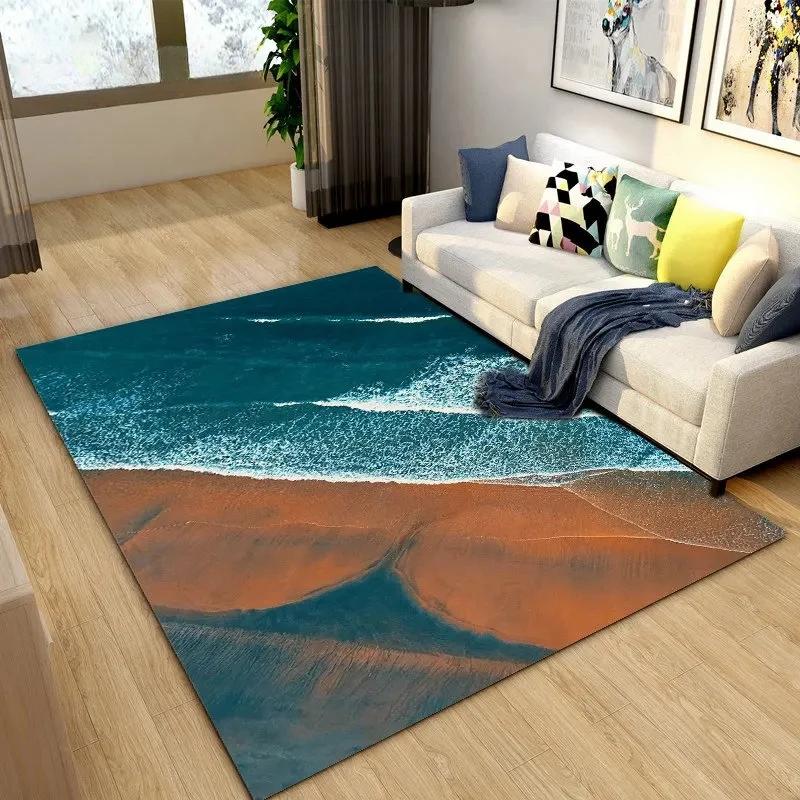 Beautiful Coastline Scenery Carpet for Living Room Bedroom Nursery Room,Outdoor Patio Garden Yard Decor Area Rug,Home Decor