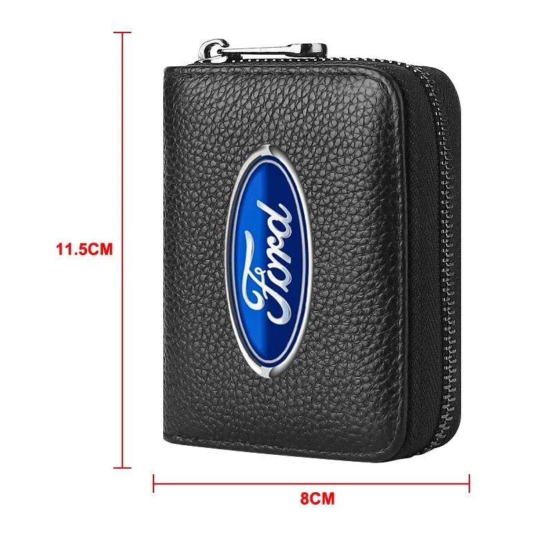 New 2026 Car Sticker Car Business Card Case Purse Portable Storage Driver's License Storage Bag For Ford Focus ST Ranger Mondeo