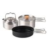 Stainless Steel Camping Cookware Set with Folding Lid Camping Pot Pan Kettle Set