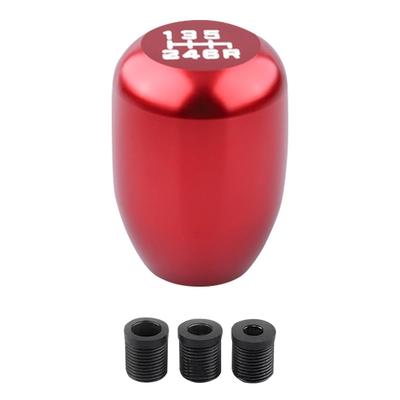 Manopla de Câmbio MT Carro Manual Manopla de Câmbio Alumínio com Adaptador de Conversão [5 Marchas/6 Marchas] (6 Velocidades, Vermelho)