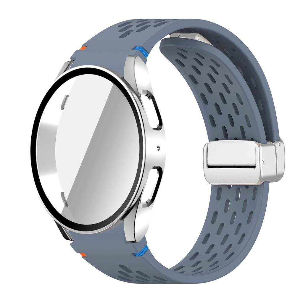 Case+Strap for Samsung Galaxy Watch 7 6 5 4 40/44mm Silicone Magnetic Band Tempered Glass Screen Film PC Protector Cover Bumper