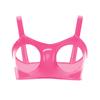 Sexy Women Oil Glossy Shiny Short Vest Pu Faux Leather Tank Top Hollow Out Open Bust Short T-Shirt Sweet Dance Maid Wear