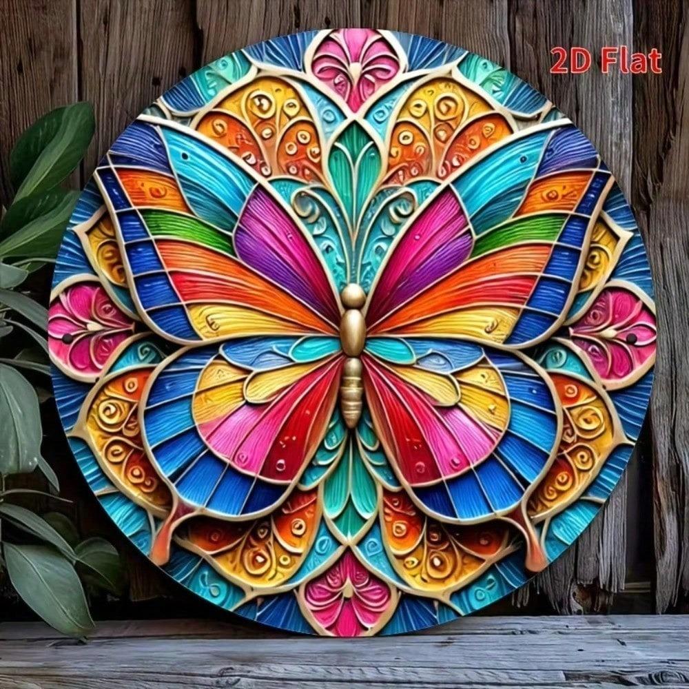 2D Flat Metal Art Waterproof Butterfly Iron Sign Home Garden Wall Decor