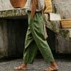 Women's Casual Straight Leg Pants with Elastic Waist and Lace Trim - Color Loose Fit