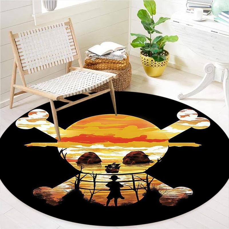 Luffy D Round Area Rug Carpet Rug For Living Room Bedroom Sofa Playroom Decor Nonslip Floor Mat