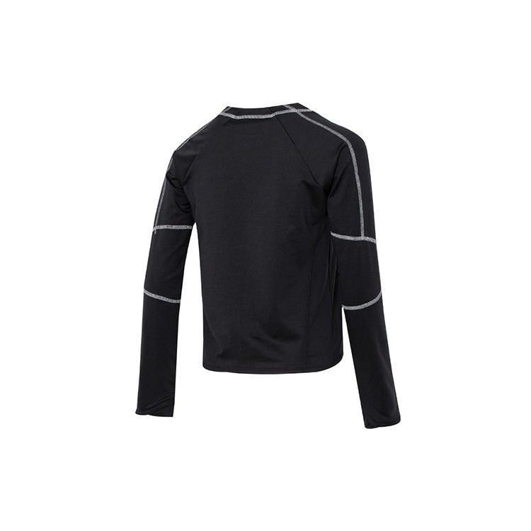 Under Armour Striped Sport Casual Crew Neck Long Sleeve T-Shirt Women Tops Black 1373970-001