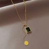 Durable 316 Stainless Steel Zircon Filigree Sweater Chain Necklace with Bamboo Chain for Women Vintage Style Necklace for Women