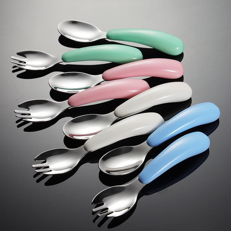 304 Stainless Steel Children's Portable Tableware Multi-color Mother and Baby Gifts Fork and Spoon Box Gift Box Set Baby Feeding