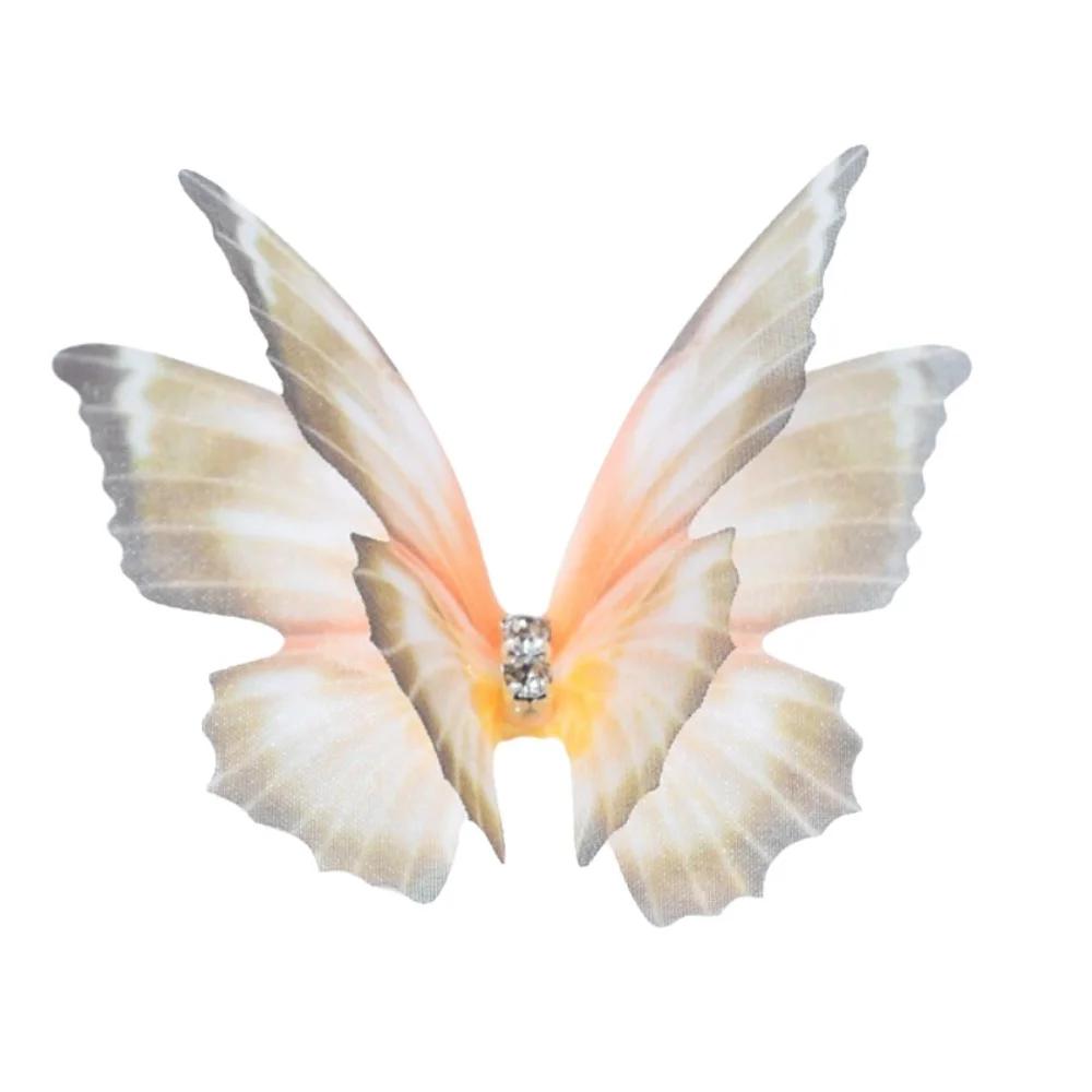 50pcs Gradient Color Organza Fabric Butterfly Appliques 3D Dreamy Simulation Mesh Butterfly Patch 5CM Double-layer