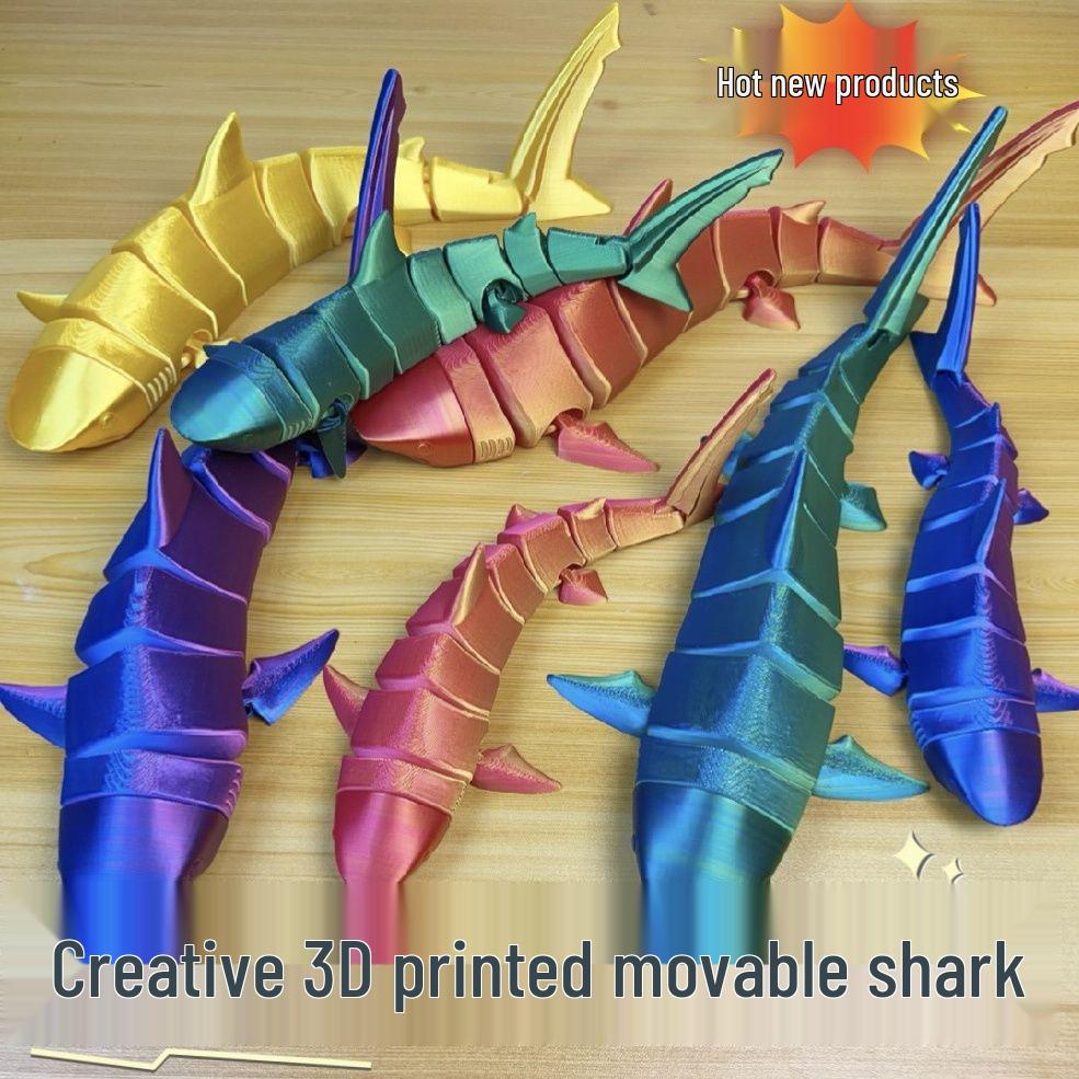 

3D Printed Movable Shark Toy - Freely Swinging Joints, Creative Gift for Children