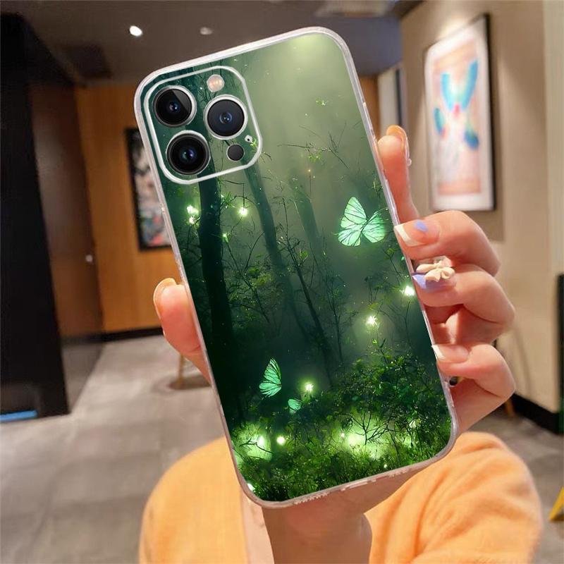 

Phone Case For iphone 17 Pro Max Air 16 15 14 13 Pro Max 15 16 Pro 15Plus Forest Night Butterfly tree iphone 13