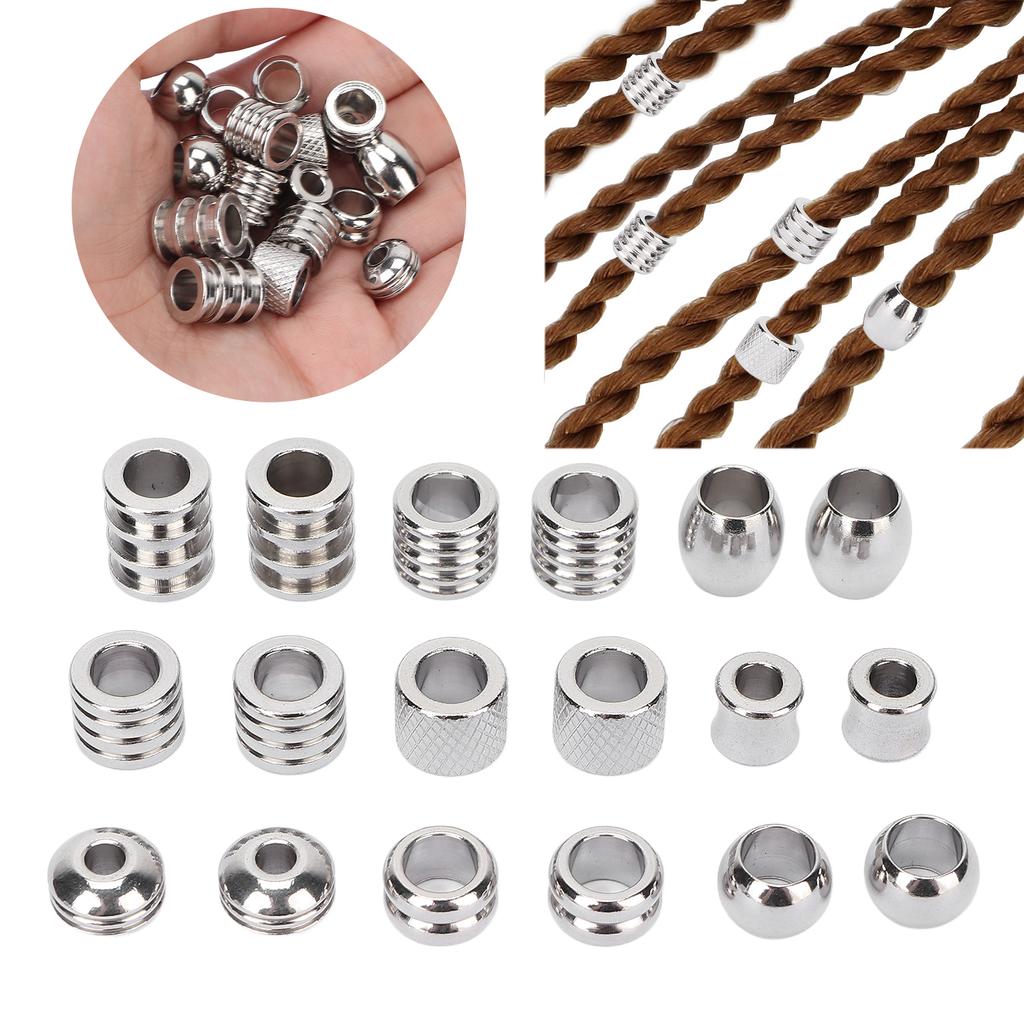 18Pcs Viking Hair Beads Stainless Steel High Hardness Perfect Size Simple Design Wide Application Dread Beads