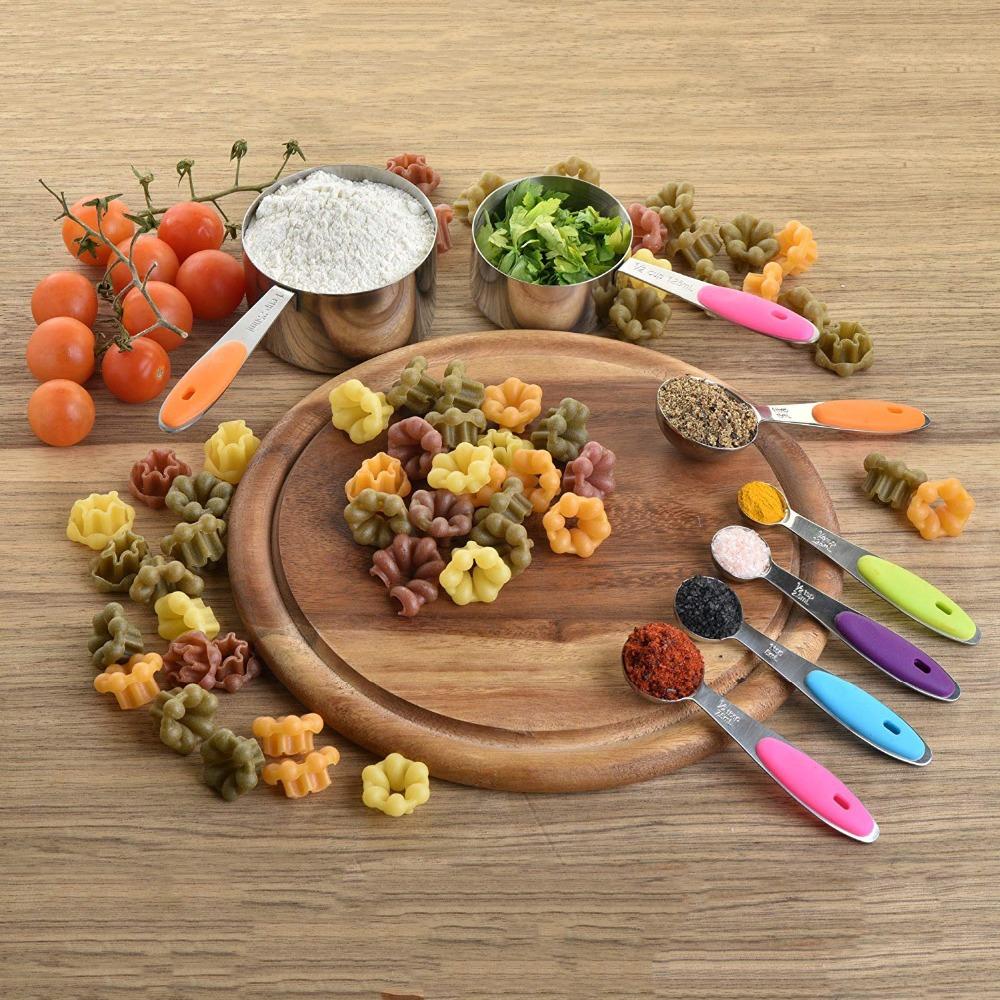 304 Edelstahl Messbecher und Löffel Set, Küchenzubehör zum Backen von Kuchen, Kochen, Zubereiten von Messwerkzeugen