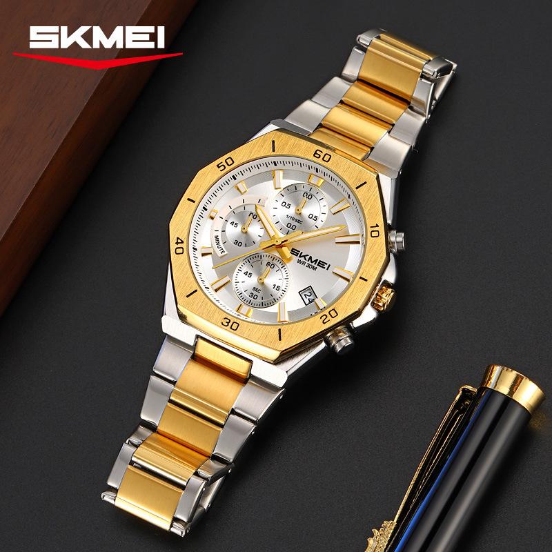 Skmei Men Watch Business Militray Wristwatch 6-Hand Chronograph Quartz Casual Fashion Luxury Relogio Masculino