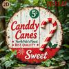 Vintage Metal Tin Sign Candy Cane Stripes Rustic Wall Art Christmas Kitchen Decor