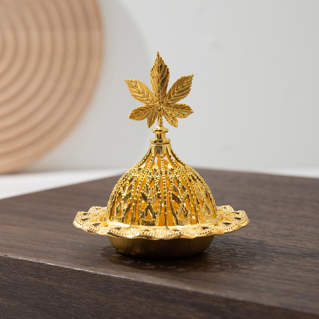 Eid Mubarak Mini Crown Retro Copper Hollow Out Incense Stick Burner Holder Golden Burner Catcher Home Decoration Sandal
