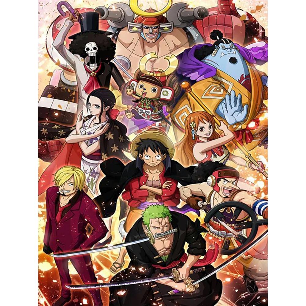 Pintura Diamante 5D DIY Anime One Piece Luffy Padrão de Arte Kit Impresso Quebra-cabeça Mosaico em Tela Ponto Cruz Bordado Decoração de Casa Presente para Criança
